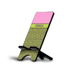Pink & Lime Green Leopard Cell Phone Stand (Personalized)