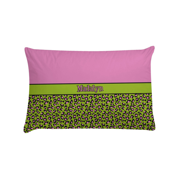 Custom Pink & Lime Green Leopard Pillow Case - Standard w/ Name or Text