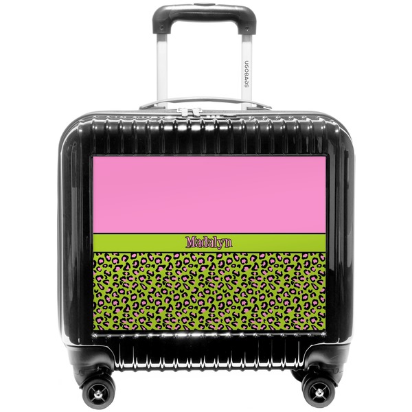 Custom Pink & Lime Green Leopard Pilot / Flight Suitcase (Personalized)