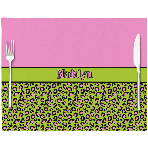 Pink & Lime Green Leopard Placemat with Props