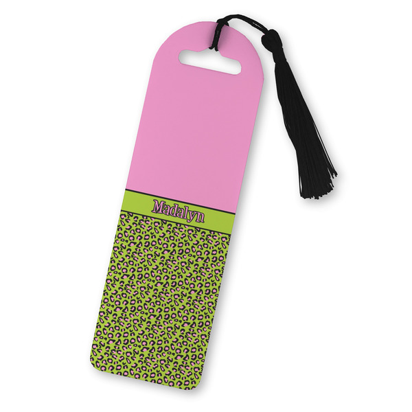 Custom Pink & Lime Green Leopard Plastic Bookmark (Personalized)