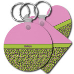 Pink & Lime Green Leopard Plastic Keychain (Personalized)