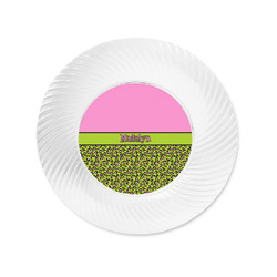 Pink & Lime Green Leopard Plastic Party Appetizer & Dessert Plates - 6" (Personalized)