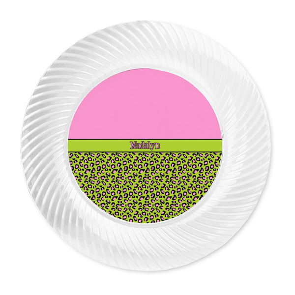 Pink & Lime Green Leopard Plastic Party Dinner Plates - Approval