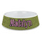Pink & Lime Green Leopard Plastic Dog Bowl - Large (Personalized)