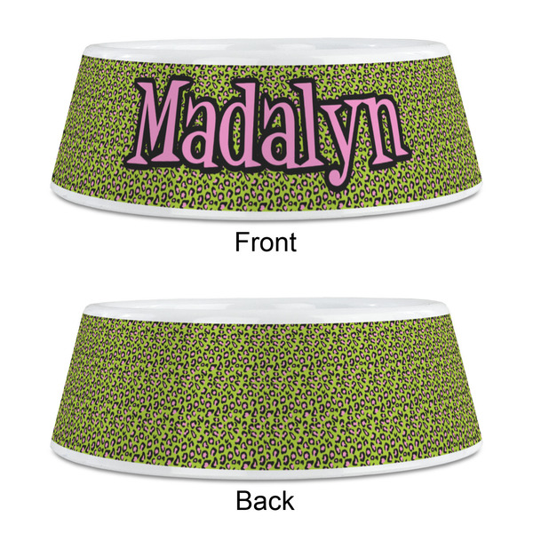 Pink & Lime Green Leopard Plastic Pet Bowls - Medium - APPROVAL