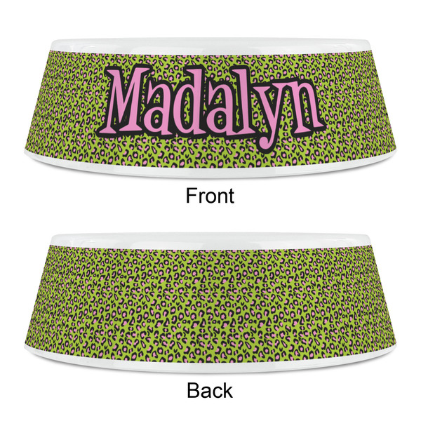 Pink & Lime Green Leopard Plastic Pet Bowls - Small - APPROVAL