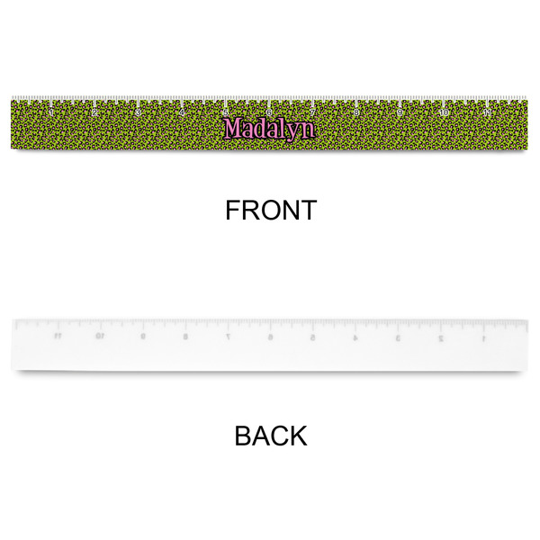 Pink & Lime Green Leopard Plastic Ruler - 12" - APPROVAL