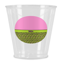 Pink & Lime Green Leopard Plastic Shot Glass (Personalized)