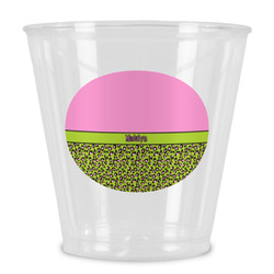 Pink & Lime Green Leopard Plastic Shot Glass (Personalized)