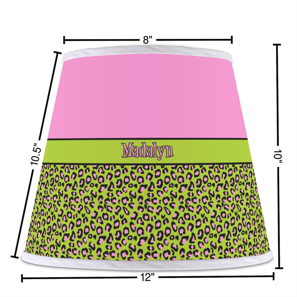Pink & Lime Green Leopard Poly Film Empire Lampshade - Dimensions