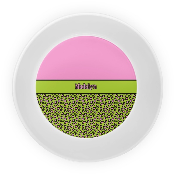 Pink & Lime Green Leopard Melamine Bowl - Center