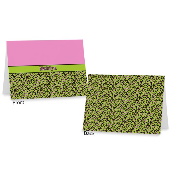 Pink & Lime Green Leopard Postcard - Front and Back