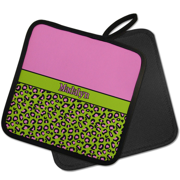 Pink & Lime Green Leopard Pot Holders - PARENT MAIN