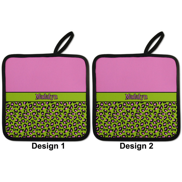 Pink & Lime Green Leopard Pot Holders - Set of 2 APPROVAL