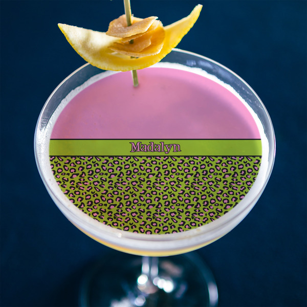 Pink & Lime Green Leopard Printed Drink Topper - XLarge - In Context