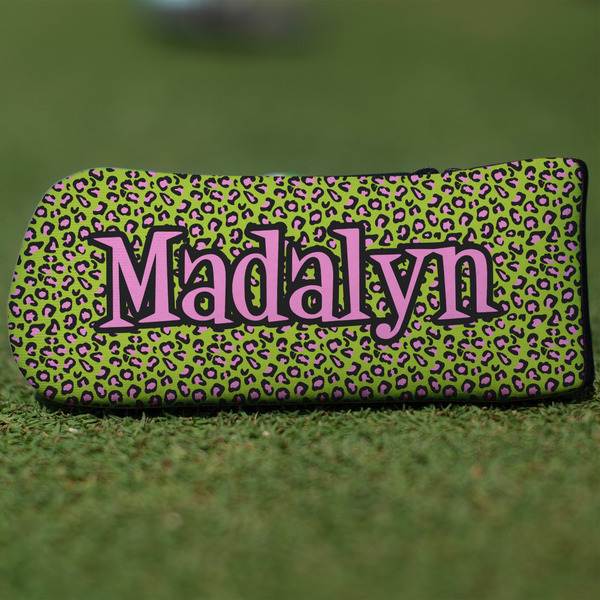 Custom Pink & Lime Green Leopard Blade Putter Cover (Personalized)