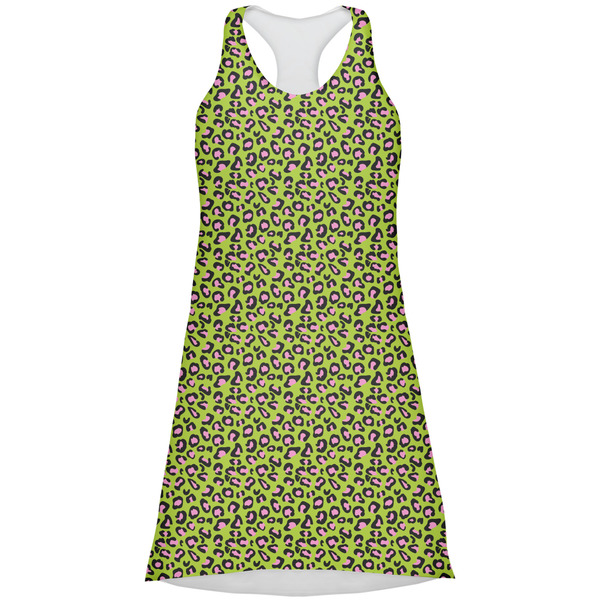 Custom Pink & Lime Green Leopard Racerback Dress - X Small