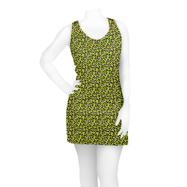 Pink & Lime Green Leopard Racerback Dress - On Model - Front