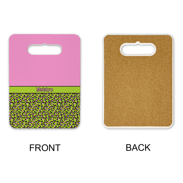 Pink & Lime Green Leopard Rectangle Trivet with Handle - APPROVAL