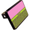 Pink & Lime Green Leopard Rectangular Car Hitch Cover w/ FRP Insert (Angle View)
