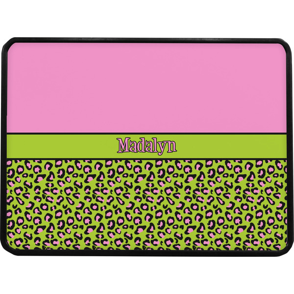 Pink & Lime Green Leopard Rectangular Car Hitch Cover w/ FRP Insert