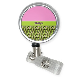 Pink & Lime Green Leopard Retractable Badge Reel (Personalized)