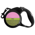 Pink & Lime Green Leopard Retractable Dog Leash (Personalized)