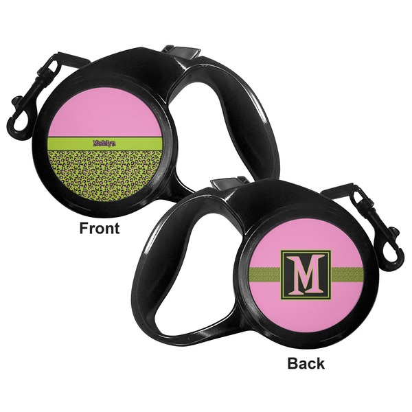 Pink & Lime Green Leopard Retractable Dog Leash - Medium Large - Apvl