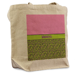 Pink & Lime Green Leopard Reusable Cotton Grocery Bag - Single (Personalized)