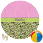 Pink & Lime Green Leopard Round Beach Towel (Personalized)