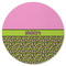 Pink & Lime Green Leopard Round Rubber Backed Coaster (Personalized)