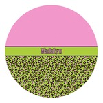 Pink & Lime Green Leopard Round Decal - Small (Personalized)