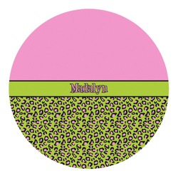 Pink & Lime Green Leopard Round Decal - Large (Personalized)