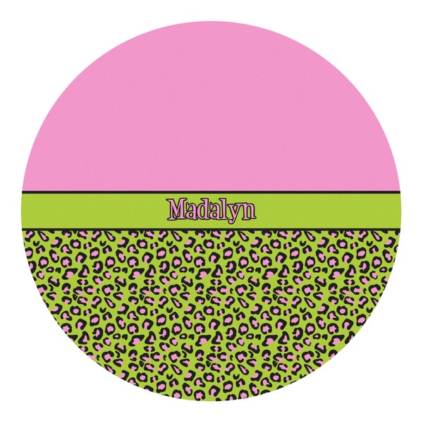 Custom Pink & Lime Green Leopard Round Decal - Medium (Personalized)