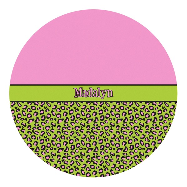 Custom Pink & Lime Green Leopard Round Decal - Small (Personalized)