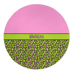 Pink & Lime Green Leopard 5' Round Indoor Area Rug (Personalized)