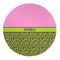 Pink & Lime Green Leopard Round Indoor Rug - Front/Main