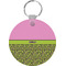 Pink & Lime Green Leopard Round Keychain (Personalized)
