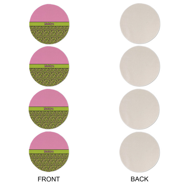 Pink & Lime Green Leopard Round Linen Placemats - APPROVAL Set of 4 (single sided)