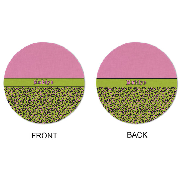 Pink & Lime Green Leopard Round Linen Placemats - APPROVAL (double sided)