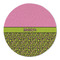 Pink & Lime Green Leopard Round Linen Placemats - FRONT (Double Sided)