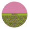 Pink & Lime Green Leopard Round Linen Placemats - FRONT (Single Sided)