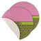 Pink & Lime Green Leopard Round Linen Placemats - MAIN (Single Sided)