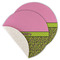 Pink & Lime Green Leopard Round Linen Placemat - Single Sided - Set of 4 (Personalized)