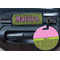 Pink & Lime Green Leopard Round Luggage Tag & Handle Wrap - In Context
