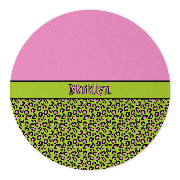 Pink & Lime Green Leopard Round Paper Coaster - Approval