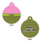 Pink & Lime Green Leopard Round Pet Tag - Front & Back