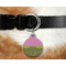 Pink & Lime Green Leopard Round Pet Tag on Collar & Dog
