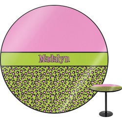 Pink & Lime Green Leopard Round Table (Personalized)
